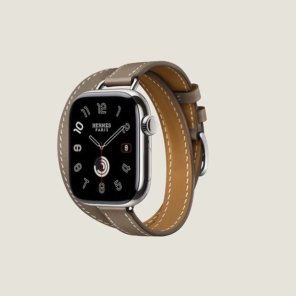 Double Tour Leather Watch Strap Smooth Calfskin for Apple Watch No Buckle - Picture 1 of 10